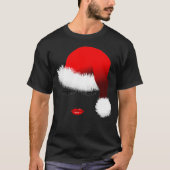 Santa Girl Eyelashes Weihnachtsmannmütze Weihnacht T-Shirt (Vorderseite)