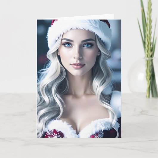 Santa Girl Feiertagskarte (Vorderseite)