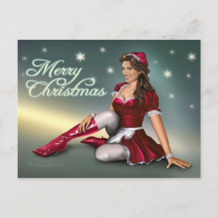 Santa Girl Feiertagspostkarte