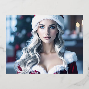 Santa Girl Folien Feiertagspostkarte