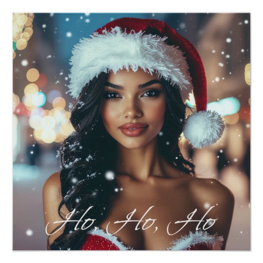 Santa Girl - Ho Ho Ho - Christmas Poster (Vorderseite)