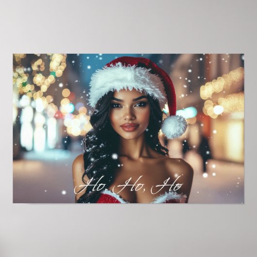 Santa Girl - Ho Ho Ho - Christmas Poster (Vorne)