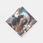 Santa Girl - Ho Ho Ho - Christmas Serviette (Ecke)