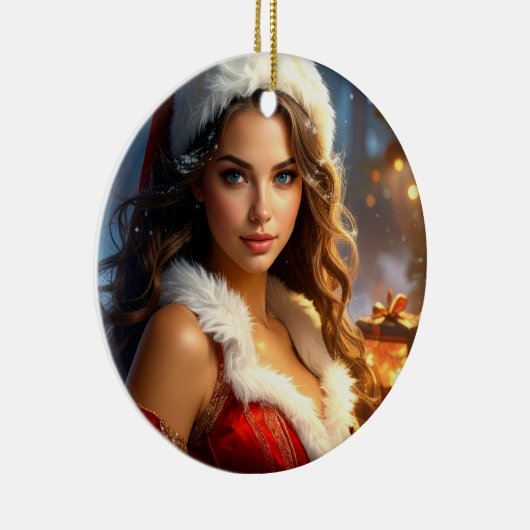 Santa Girl in Christmas Revery Keramik Ornament (Rechts)