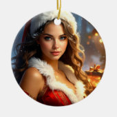 Santa Girl in Christmas Revery Keramik Ornament (Vorne)