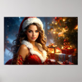 Santa Girl in Christmas Revery Poster (Vorne)