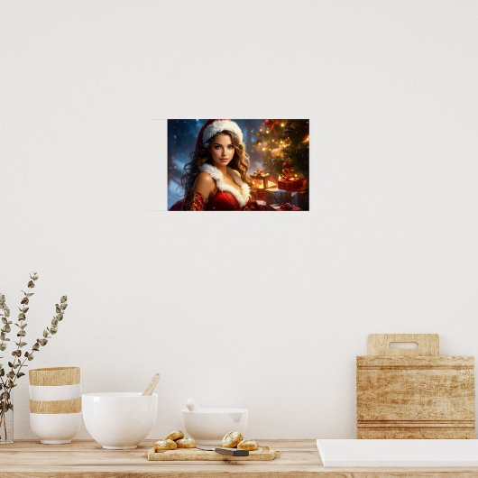 Santa Girl in Christmas Revery Poster (Küche)