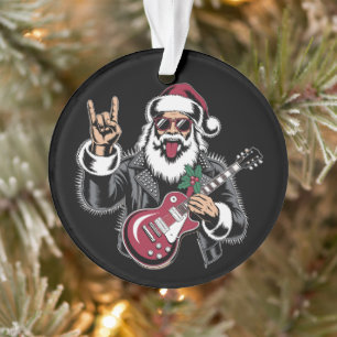 Santa Gitarre Rock Lederjacke Weihnachten Xmas Ornament