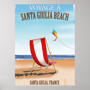 Santa Giulia Beach Vintage französisches Reiseplak Poster