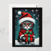 Santa Glasses Niedlich Kitty Geschenk Schneezeit W Postkarte (Vorne/Hinten)