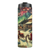 Santa Glides Through Holiday Skies Thermosbecher (Vorderseite)