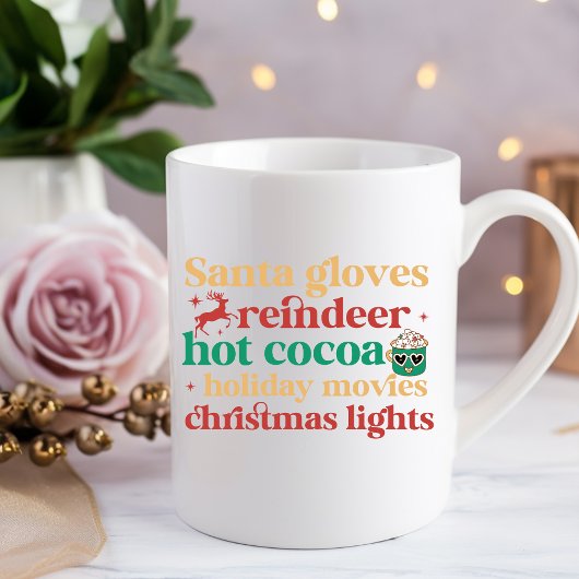 Santa Gloves Reindeer Hot Cocoa Holiday Tasse