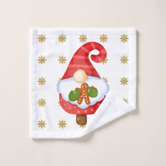 Santa Gnome Badhandtuch Set (Waschlappen)