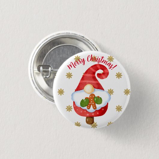 Santa Gnome Button (Vorne & Hinten)