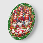 Santa & Gnome Cheer" - Weihnachtsmauer Große Wanduhr (Winkel)