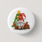 Santa Gnome - Funny Christmas Gnome Design Magnet Button (Vorderseite)
