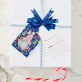 Santa Gnome für Ferien Pattern Blauer Weihnachten Geschenkanhänger