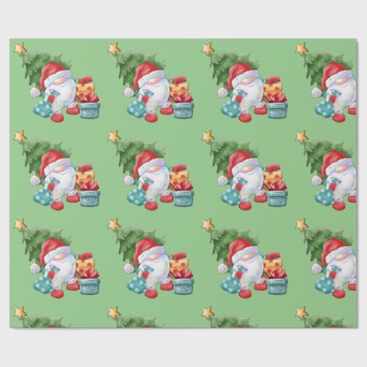 Santa Gnome  Geschenkpapier (Flach)