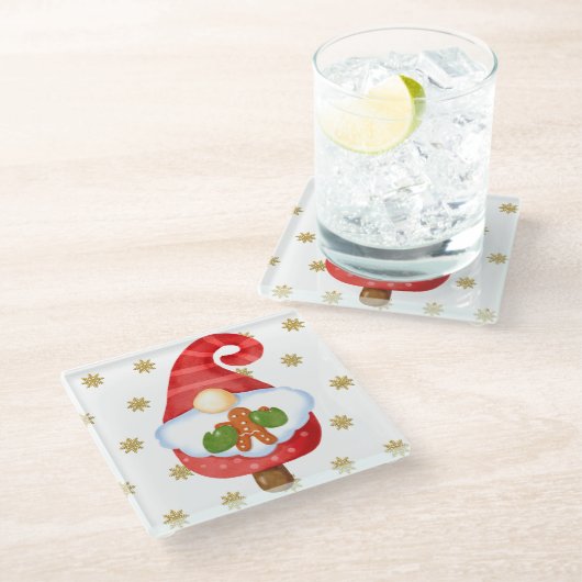 Santa Gnome Glasuntersetzer (Schrägansicht)