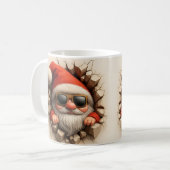 Santa Gnome in Mug - Funny Christmas Cracked wall Kaffeetasse (Vorderseite Links)