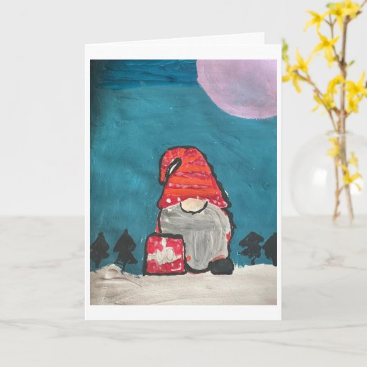 Santa Gnome Karte (Gelbe Blume)
