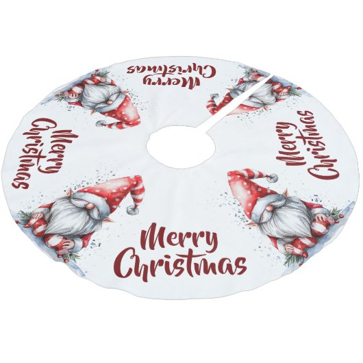 Santa Gnome Polyester Weihnachtsbaumdecke (Schrägansicht)