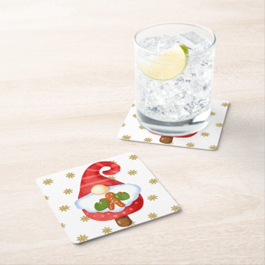 Santa Gnome Rechteckiger Pappuntersetzer (Vor Ort)