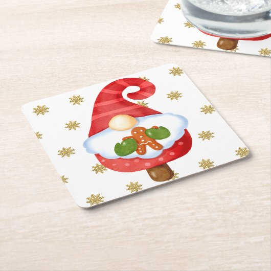 Santa Gnome Rechteckiger Pappuntersetzer (angewinkelt)