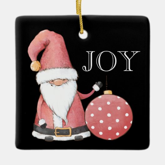 Santa Gnome Rote Ornament Editable Weihnachten (Vorderseite)
