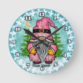 Santa gnome runde wanduhr (Vorderseite)