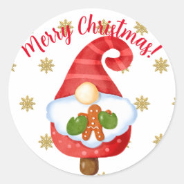 Santa Gnome Runder Aufkleber