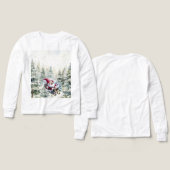 Santa Gnome Sledding Through The Woods LS T-Shirt (Design Vorderseite & Rückseite)