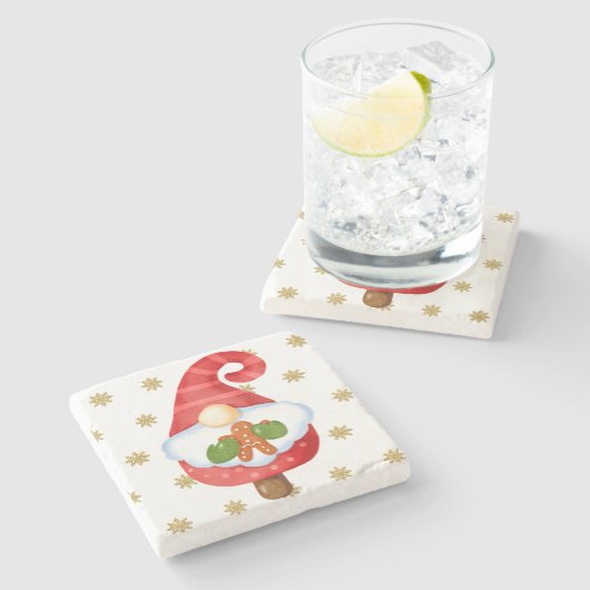 Santa Gnome Steinuntersetzer (Seitenansicht)