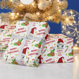 Santa Gnome und Strumpf Frohe Weihnachten Geschenkpapier
