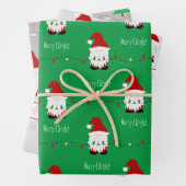 Santa Gnome Wrapping Paper Flat Sheet Set 3 Geschenkpapier Set (Beispiel)