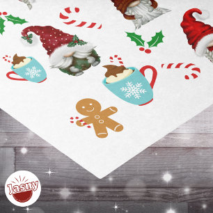 Santa Gnomes Candy Cane Holly Weihly Seidenpapier