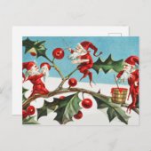 Santa gnomes malt heilige Beeren Postkarte (Vorne/Hinten)