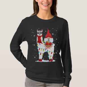 Santa Gnomes Riding Llama Rentier Weihnachtslicht T-Shirt