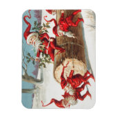 Santa gnomes rutscht auf einem Stein Magnet (Vertikal)