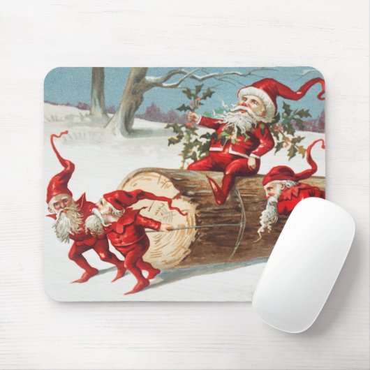Santa gnomes rutscht auf einem Stein Mousepad (Mit Mouse)