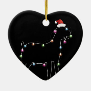 Santa Goat Weihnachtsfarbe LED Light Xmas Ziege Keramik Ornament