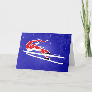 Santa Goes Ski Jumping! Feiertagskarte