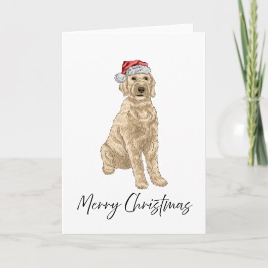 Santa Golden Doodle Watercolor Christmas Card Karte (Vorderseite)