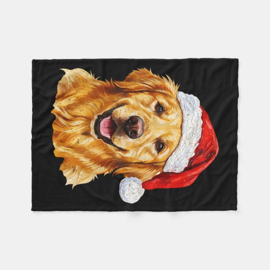Santa Golden Retriever Christmas Golden Retriever Fleecedecke (Vorderseite (Horizontal))