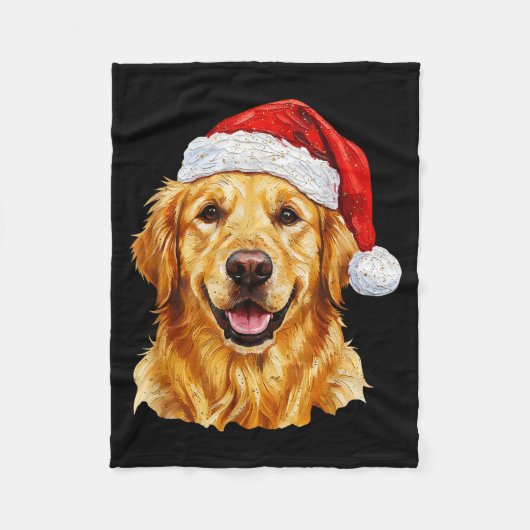 Santa Golden Retriever Christmas Golden Retriever Fleecedecke (Vorderseite)