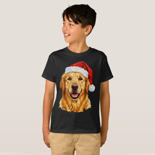 Santa Golden Retriever Christmas Golden Retriever T-Shirt (Vorne ganz)