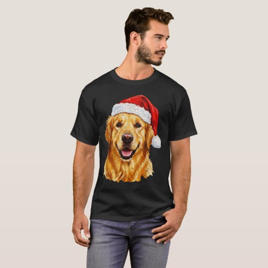 Santa Golden Retriever Christmas Golden Retriever T-Shirt (Vorne ganz)