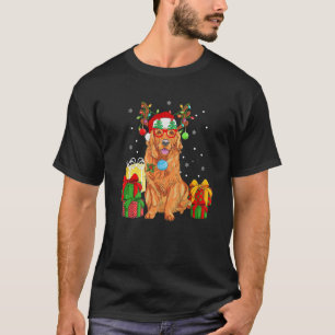 Santa Golden Retriever Christmas Lights Rentier P T-Shirt