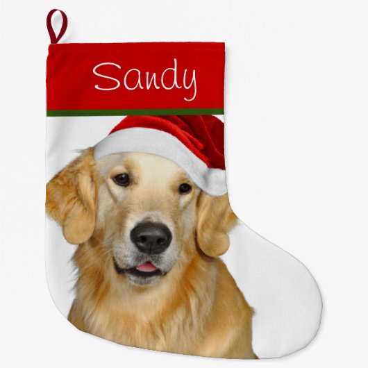 Santa Golden Retriever Großer Weihnachtsstrumpf (Vorderseite)