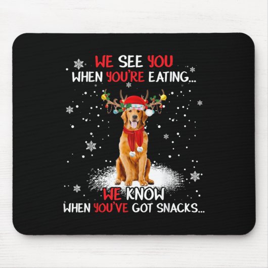 Santa Golden Retriever Reindeer Light Christmas Pa Mousepad (Vorne)